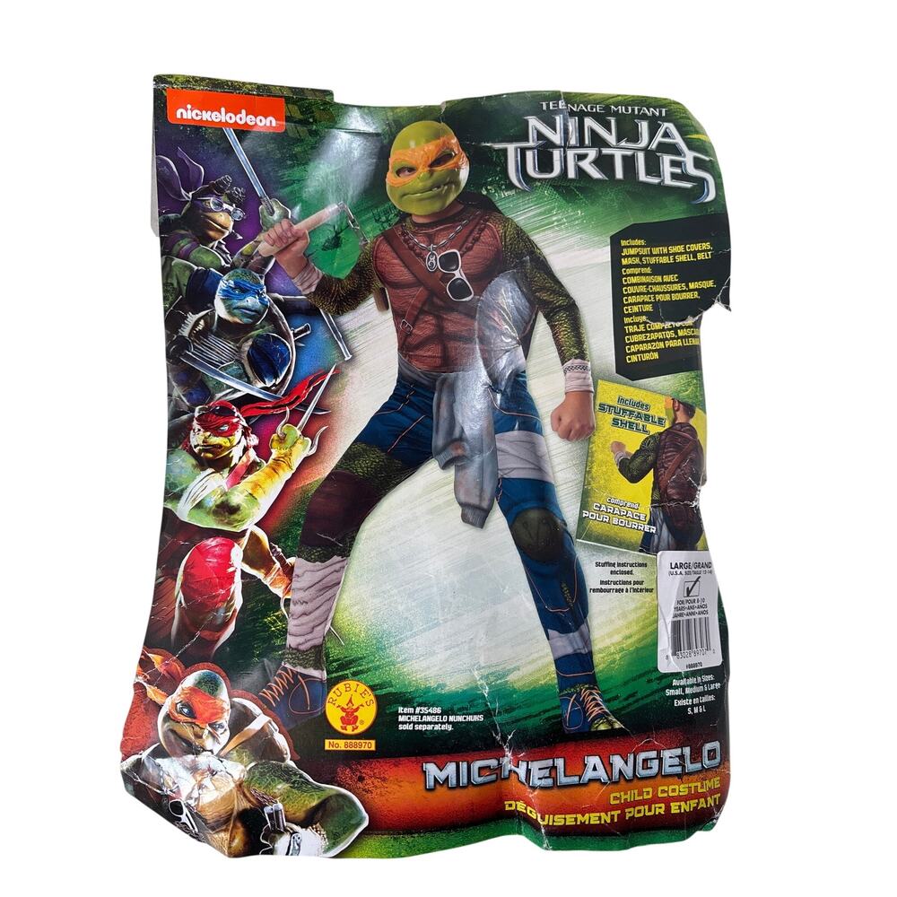 Teenage Mutant Ninja Turtles Michelangelo Boys Costume Mask Nickelodeon Size L